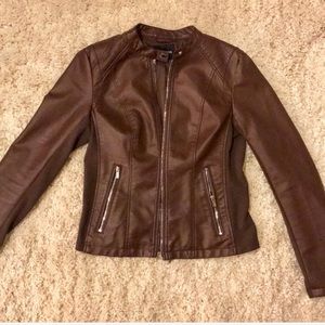 ‼️SOLD‼️Express Medium Brown Faux Leather Jacket